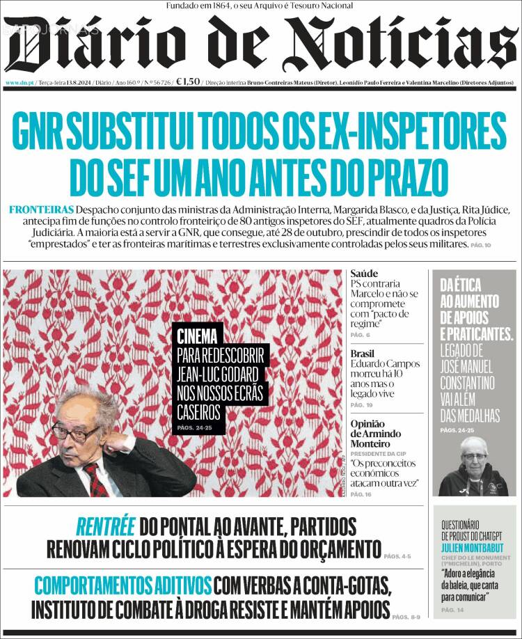 Portada de Diário de Noticias (Portugal)