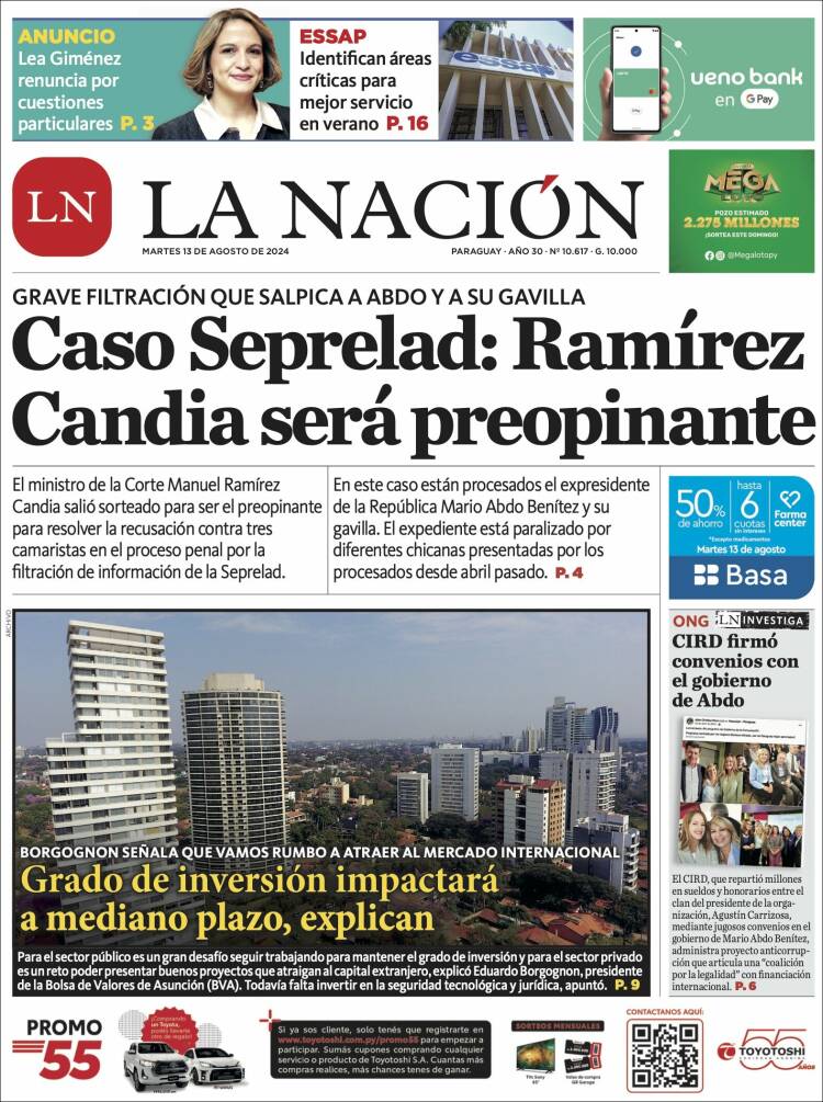 Portada de La Nación (Paraguay)