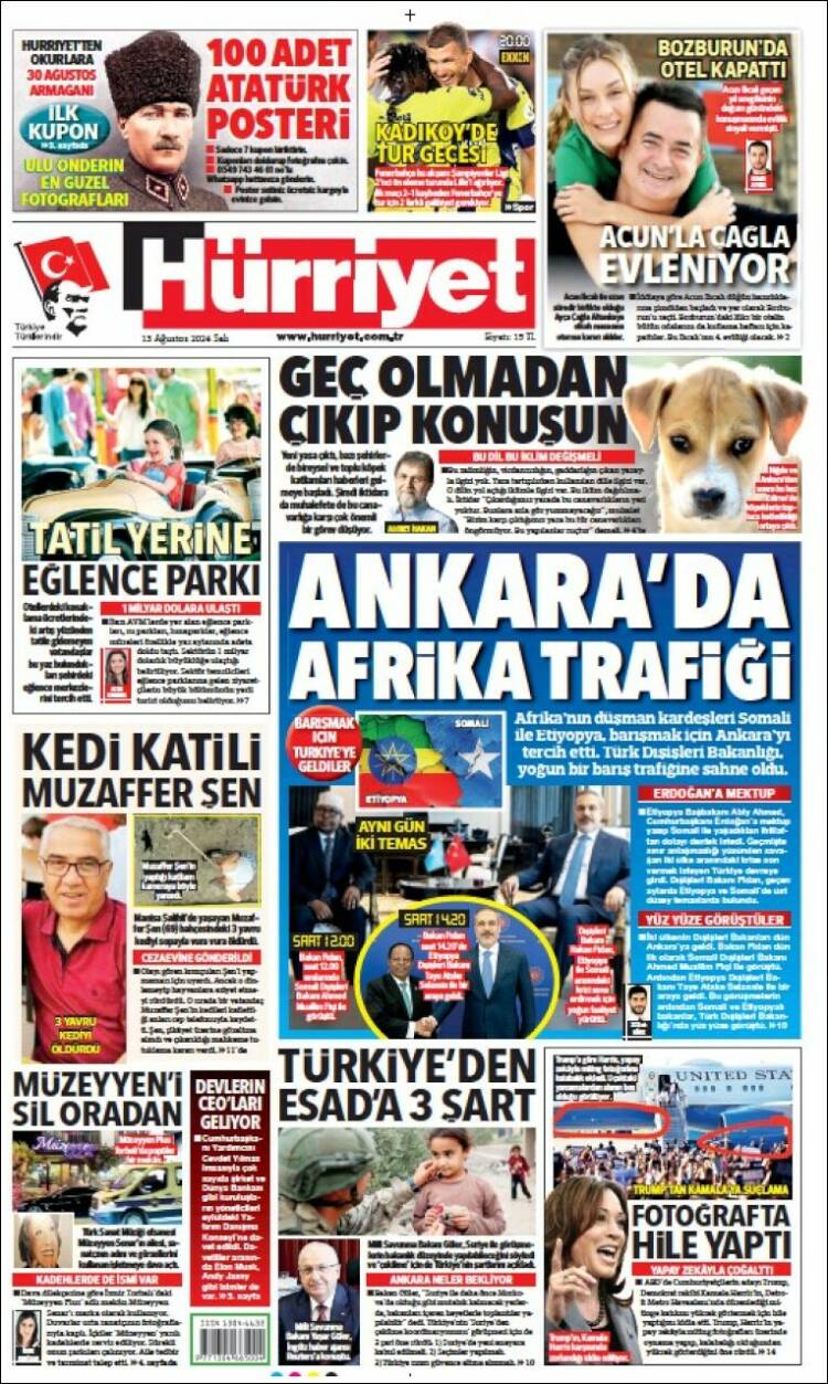 Portada de Hürriyet (Turqu&iacute;a)