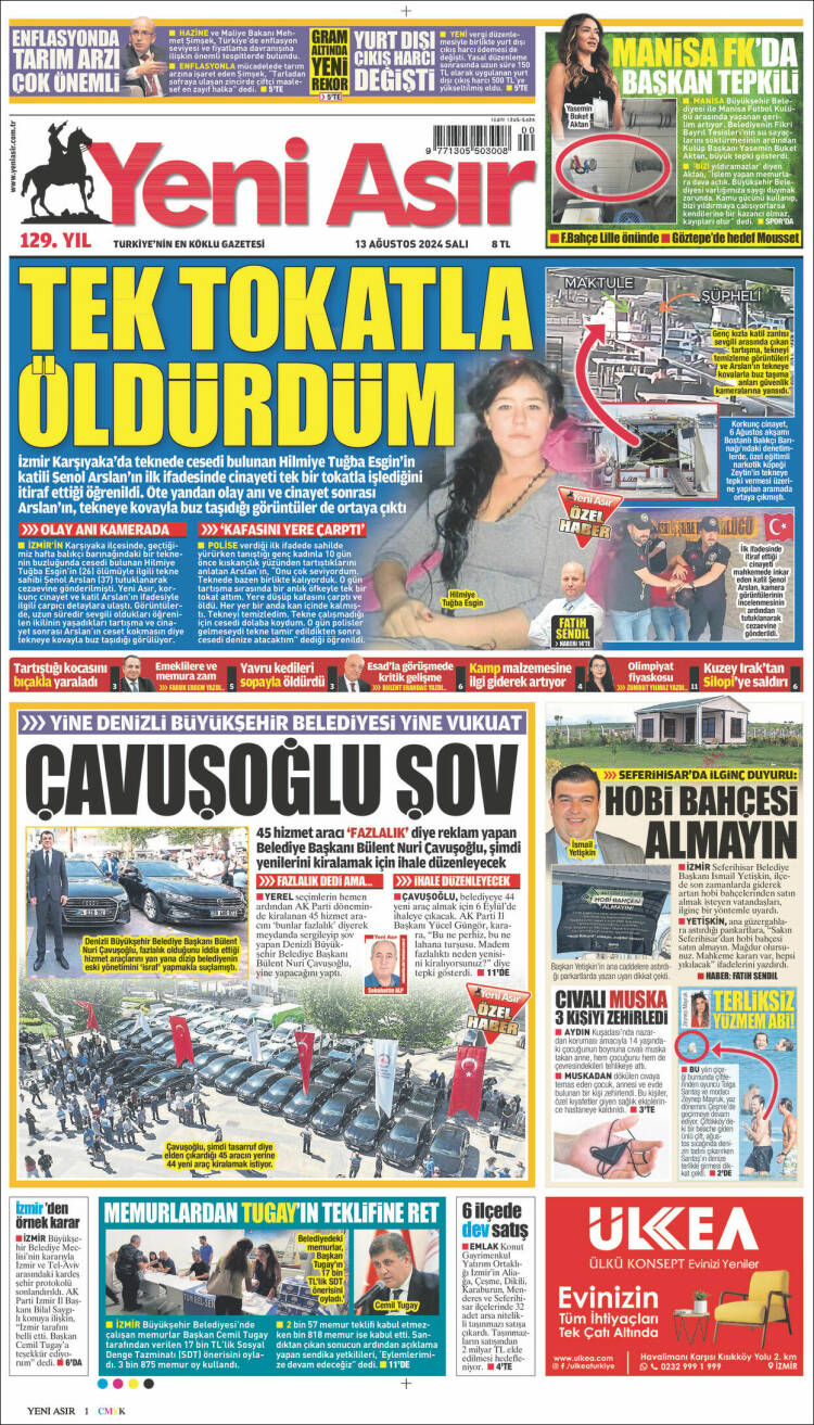 Portada de Yeni Asır (Turqu&iacute;a)