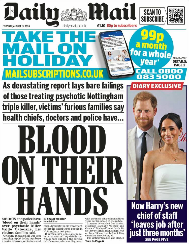 Portada de Daily Mail (Reino Unido)