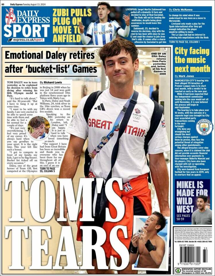 Portada de Express Sport (Reino Unido)