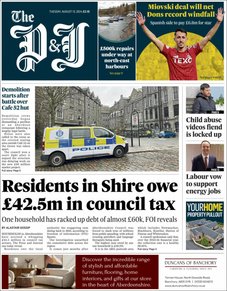 Portada de The Press and Journal (Reino Unido)