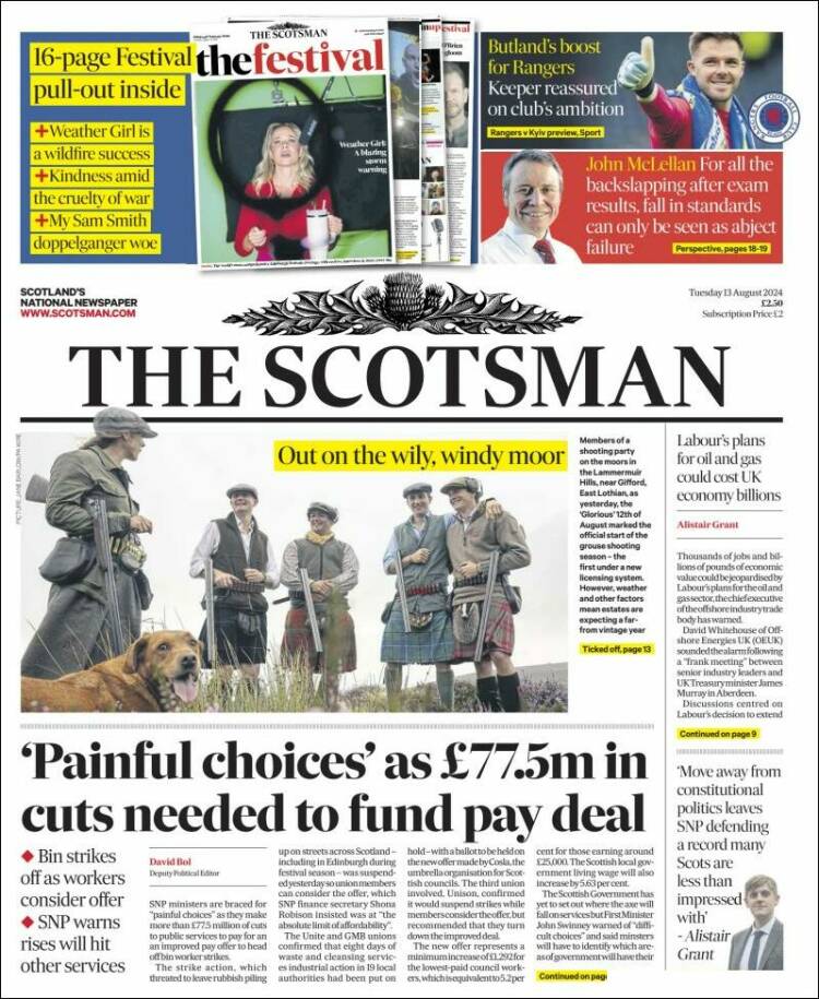 Portada de The Scotsman (Reino Unido)