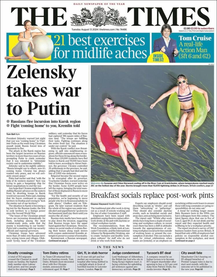 Portada de The Times (Reino Unido)