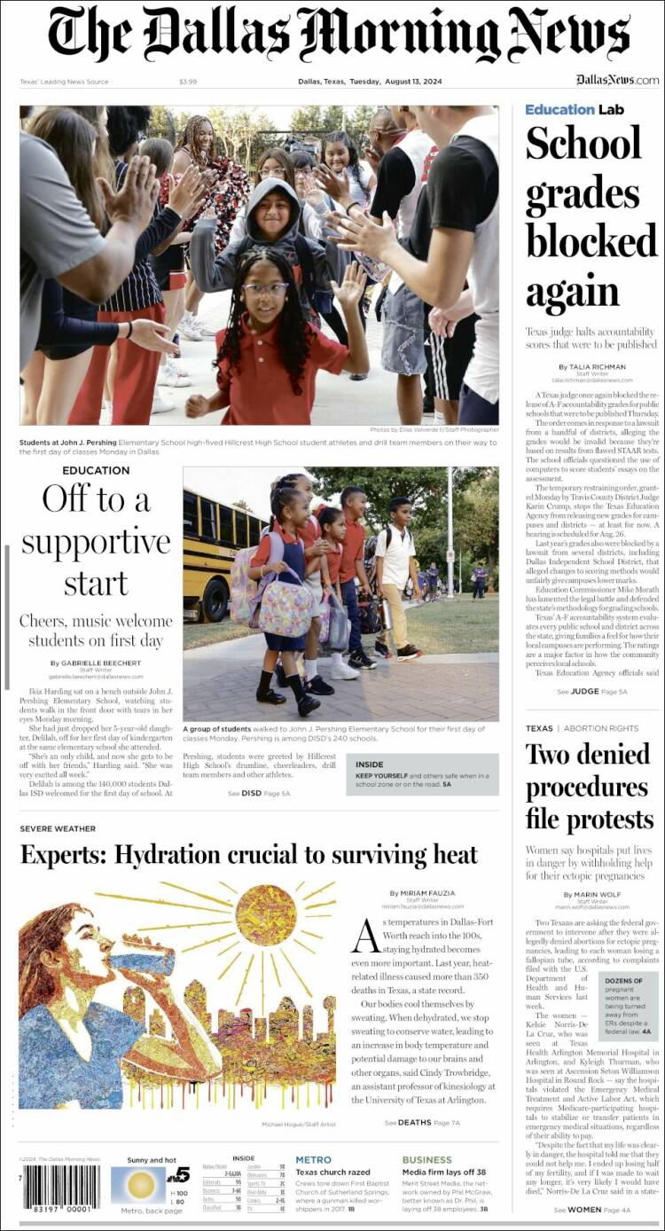 Portada de Dallas Morning News (USA)