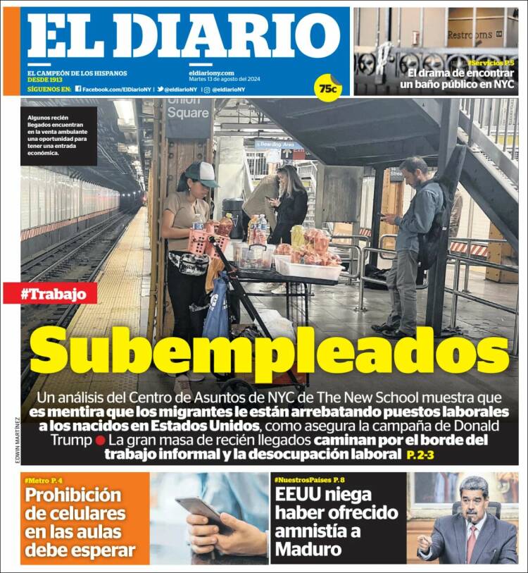Portada de El Diario NY (USA)