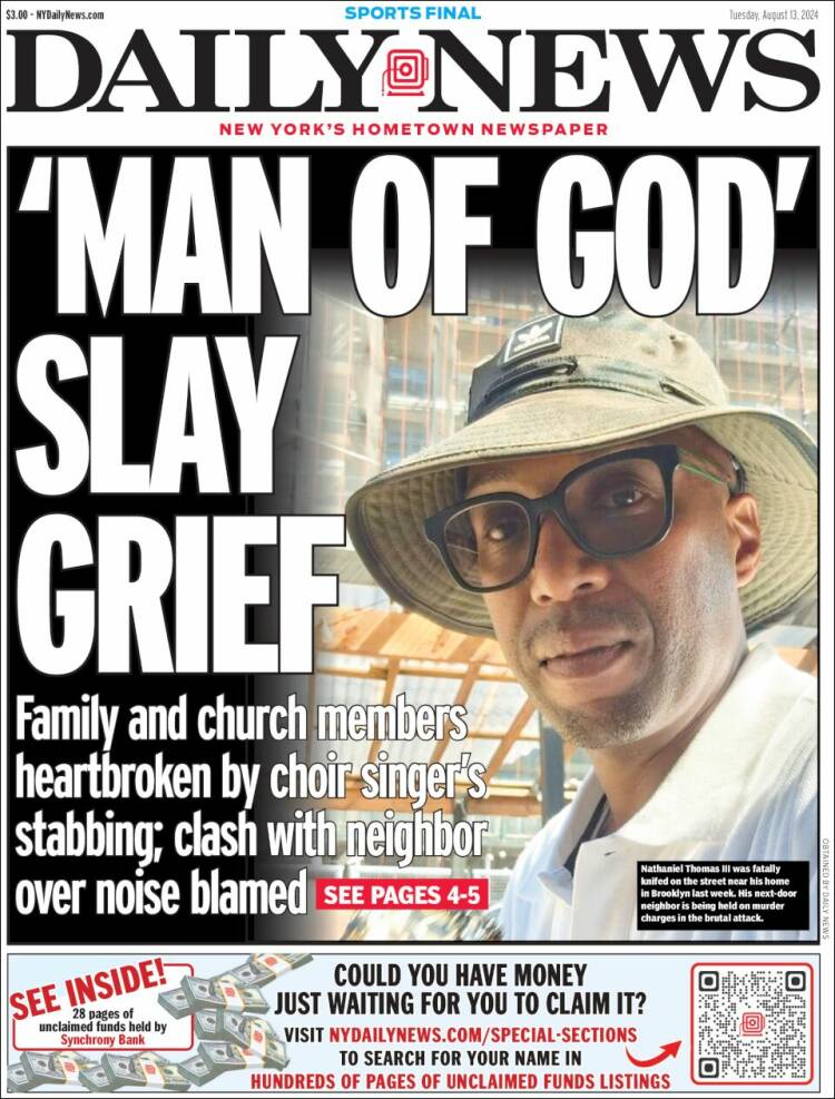 Portada de Daily News - New York (USA)