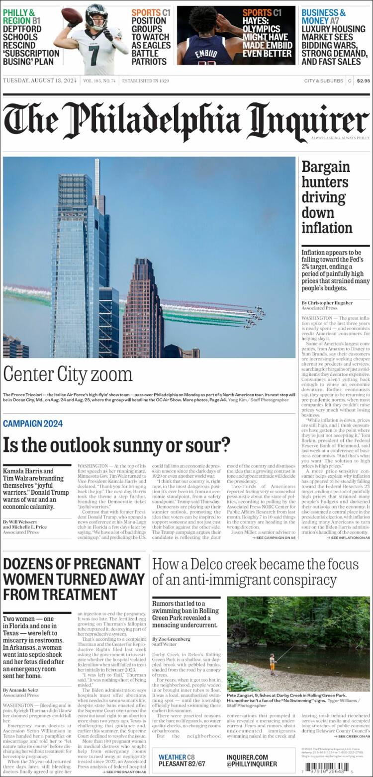Portada de Philadelphia Inquirer (USA)