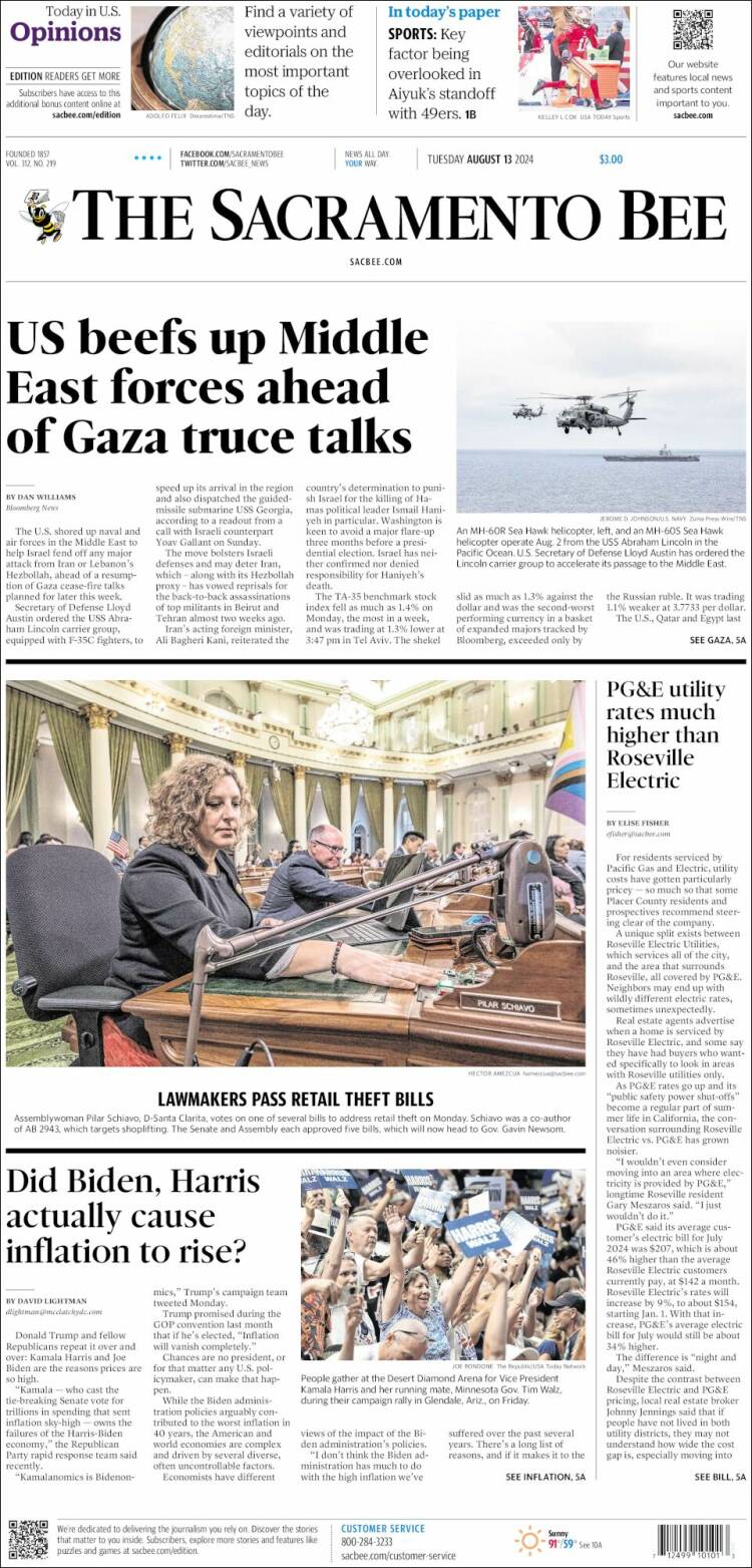 Portada de The Sacramento Bee (USA)