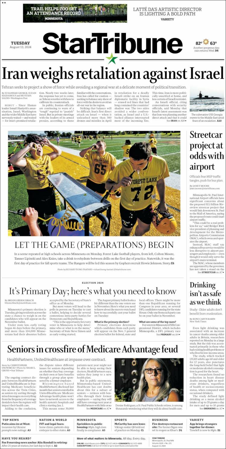 Portada de Star Tribune (USA)