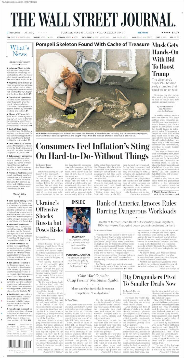 Portada de Wall Street Journal (USA)