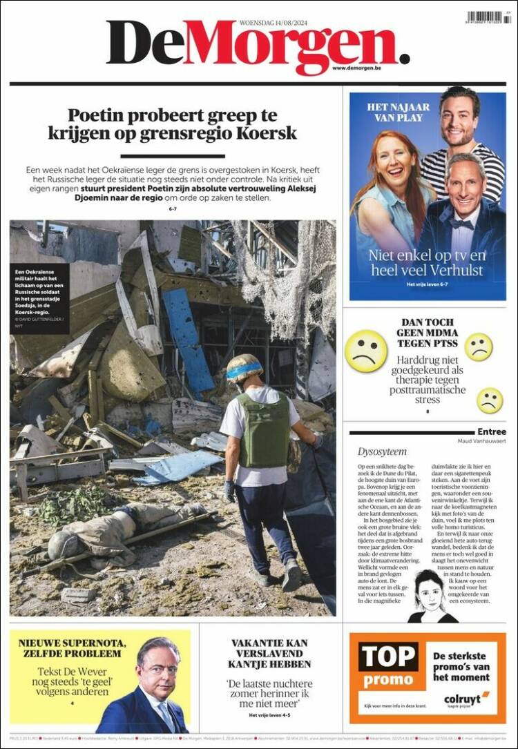 Portada de De Morgen (B&eacute;lgica)
