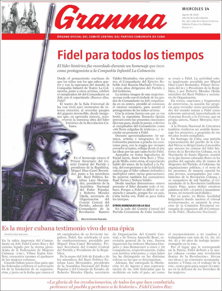 Portada de Granma (Cuba)