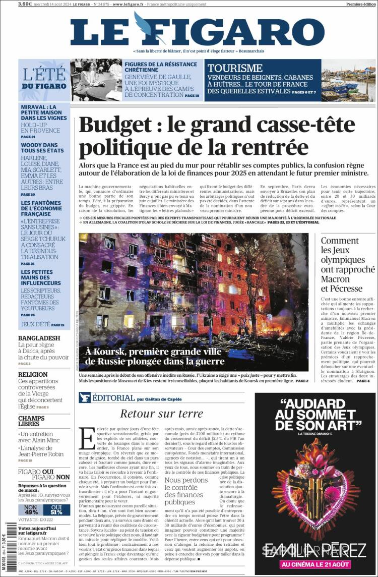 Portada de Le Figaro (Francia)