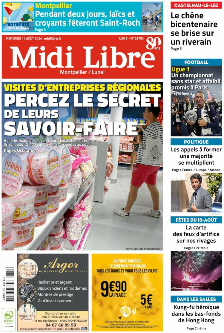 Portada de Midi Libre (Francia)