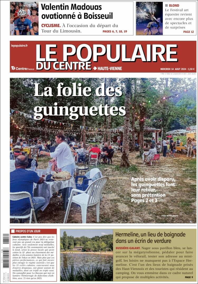 Portada de Le Populaire du Centre (Francia)