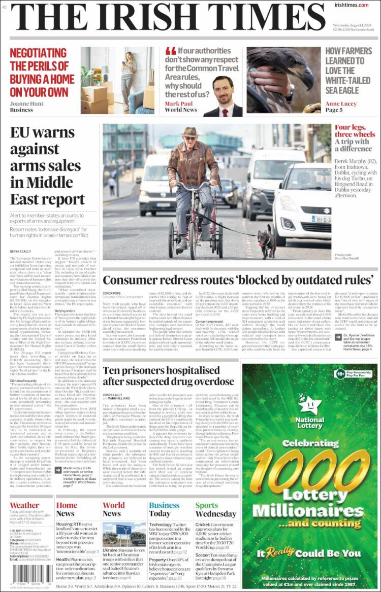 Portada de Irish Times (Irlanda)