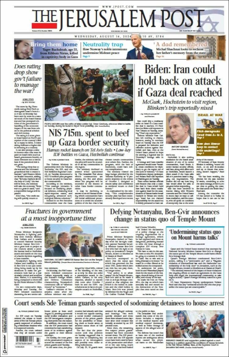 Portada de The Jerusalem Post (Israel)