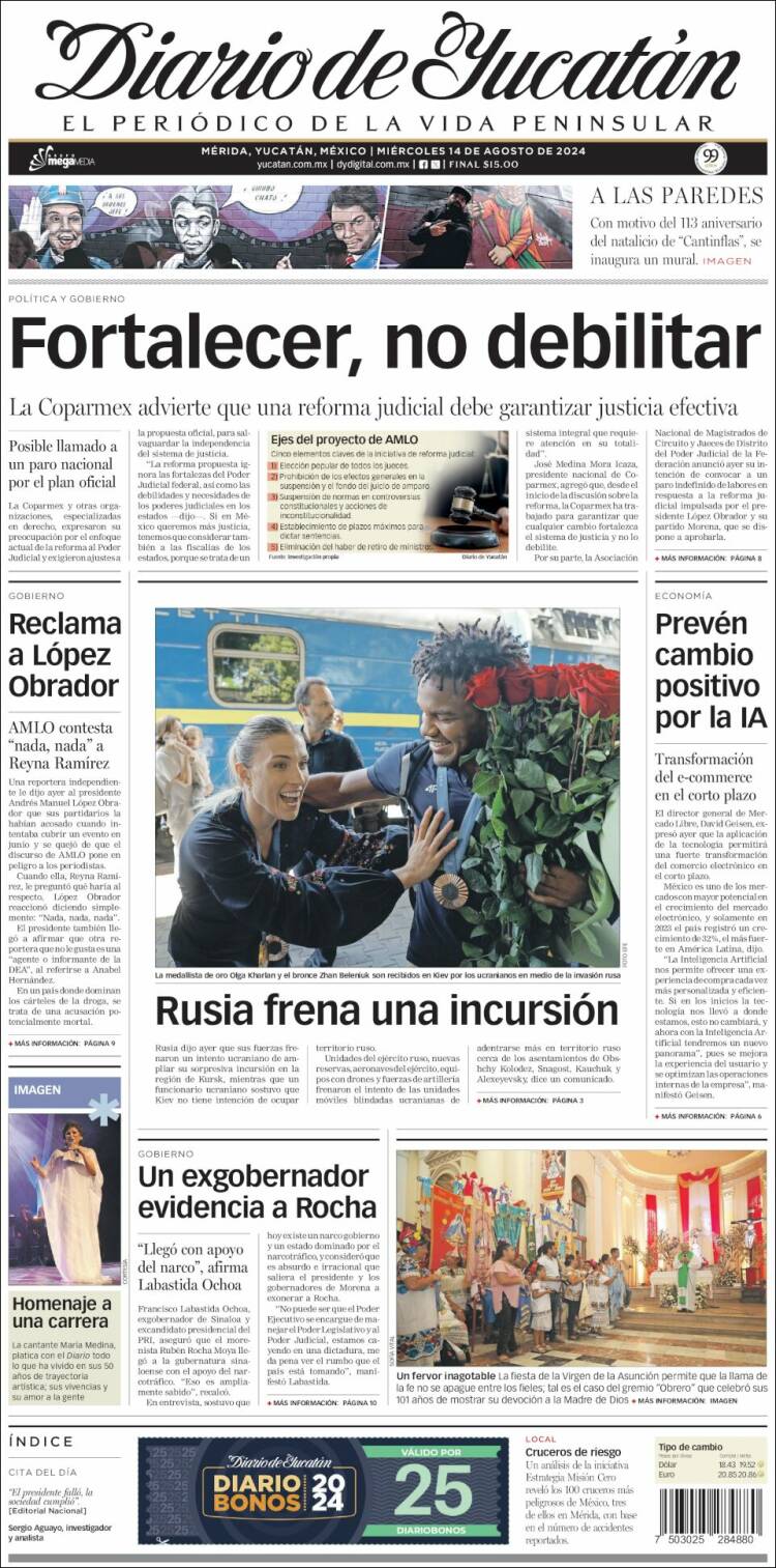 Portada de Diario de Yucatán (M&eacute;xico)