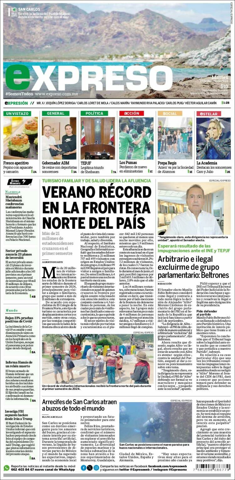 Portada de Expreso (M&eacute;xico)