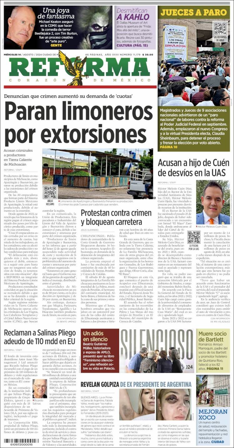 Portada de Reforma (M&eacute;xico)