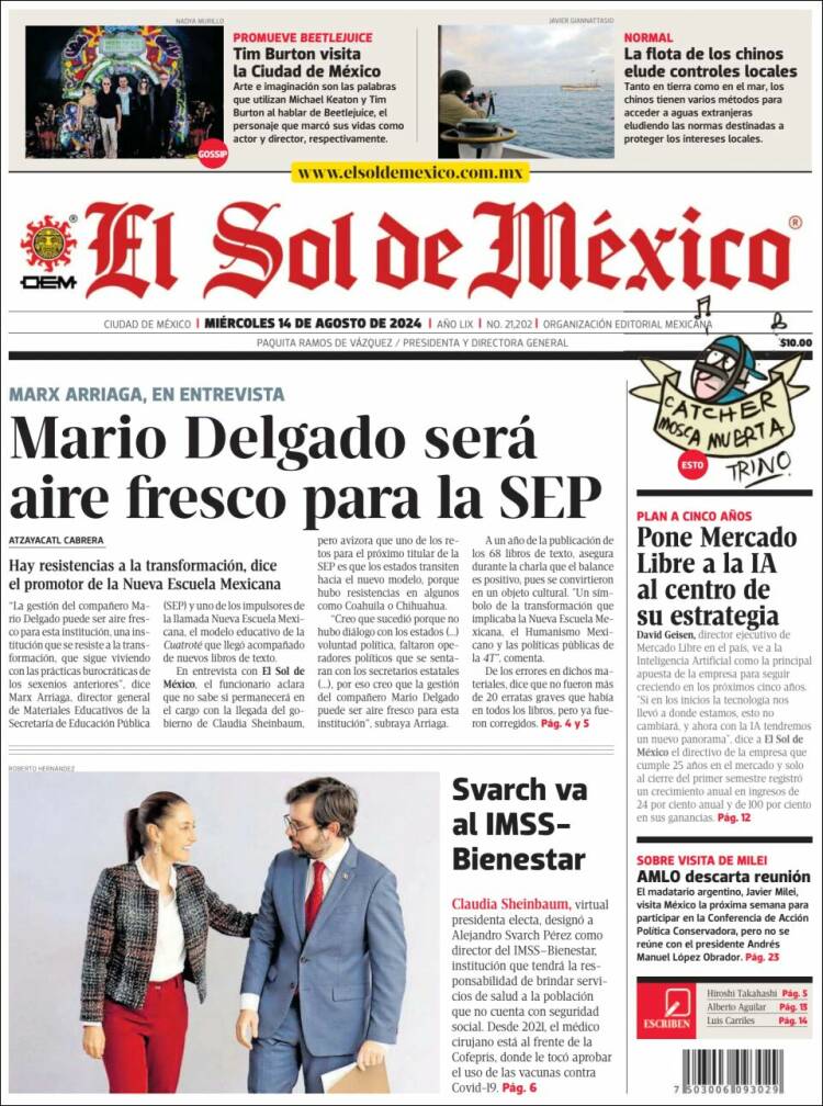 Portada de El Sol de México (M&eacute;xico)