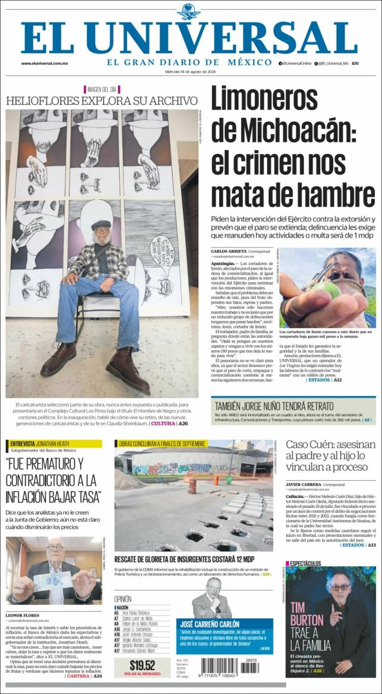 Portada de El Universal (M&eacute;xico)