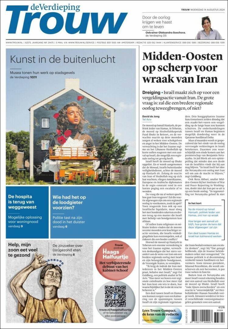 Portada de Trouw (Países Bajos)