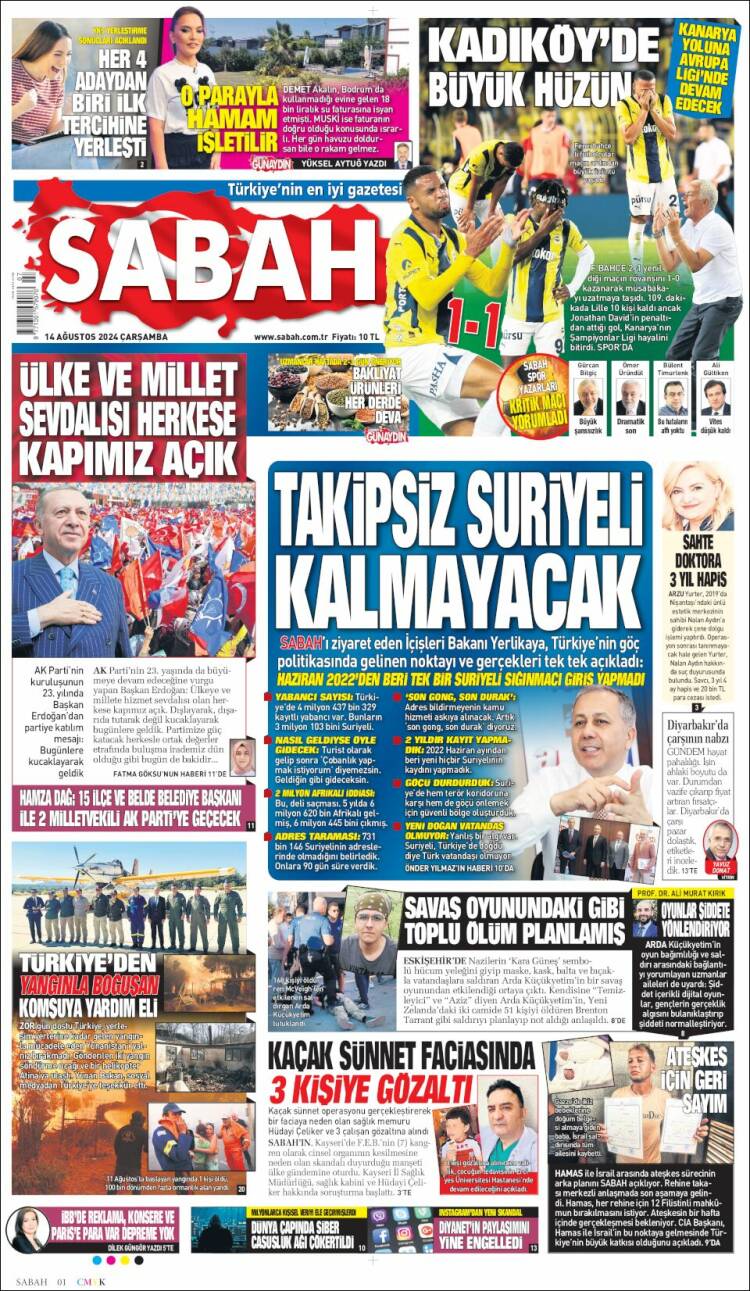Portada de Sabah (Turqu&iacute;a)