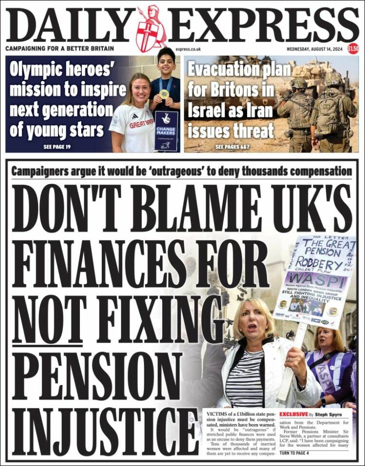 Portada de Daily Express (Reino Unido)