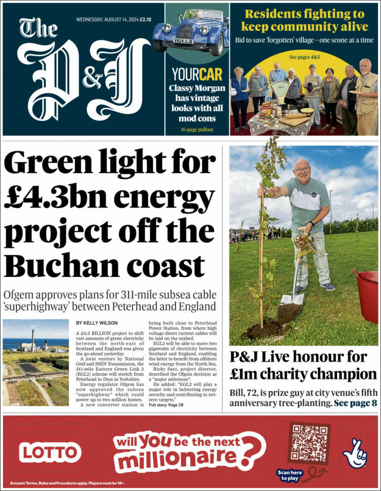 Portada de The Press and Journal (Reino Unido)