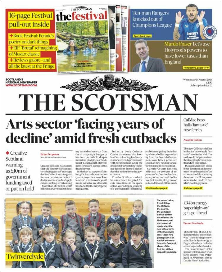 Portada de The Scotsman (Reino Unido)