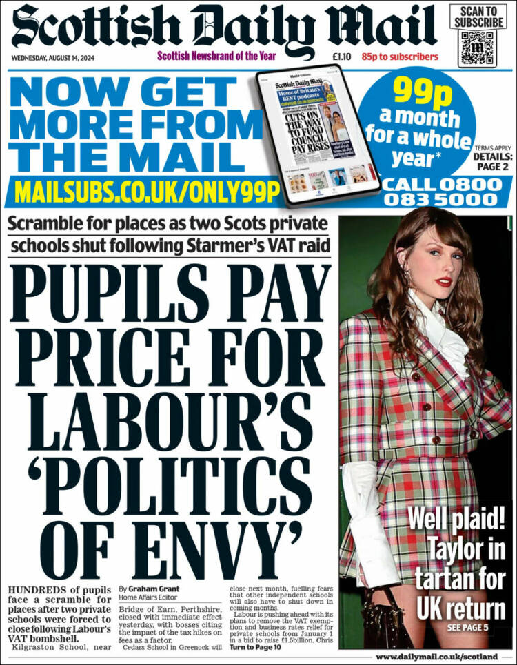 Portada de Scottish Daily Mail (Reino Unido)