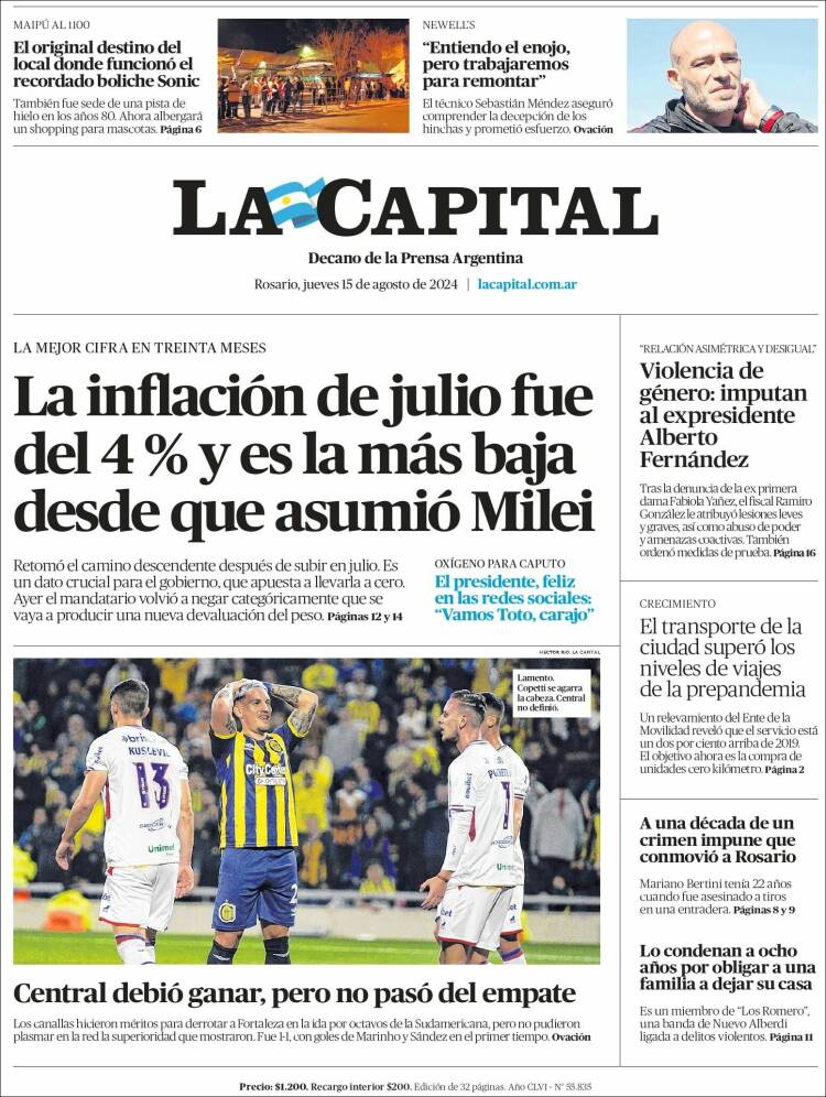 Portada de La Capital - Rosario (Argentina)