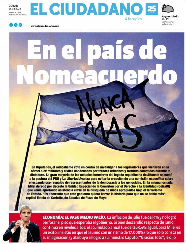Portada de Diario El Ciudadano (Argentina)