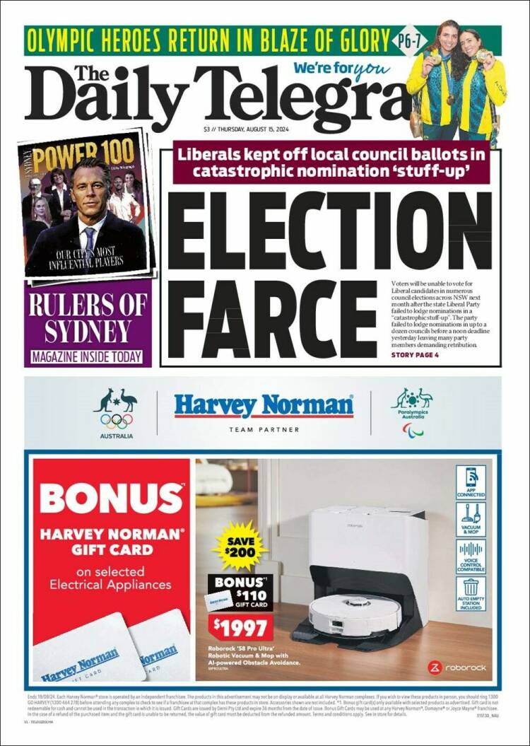 Portada de The Daily Telegraph (Australia)