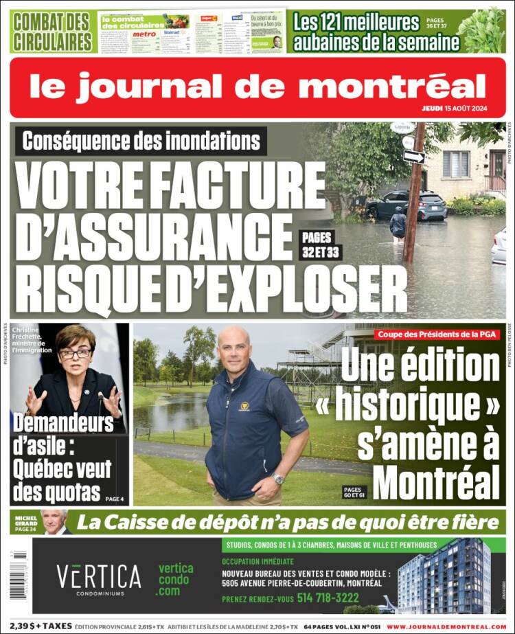 Portada de Le Journal de Montréal (Canadá)