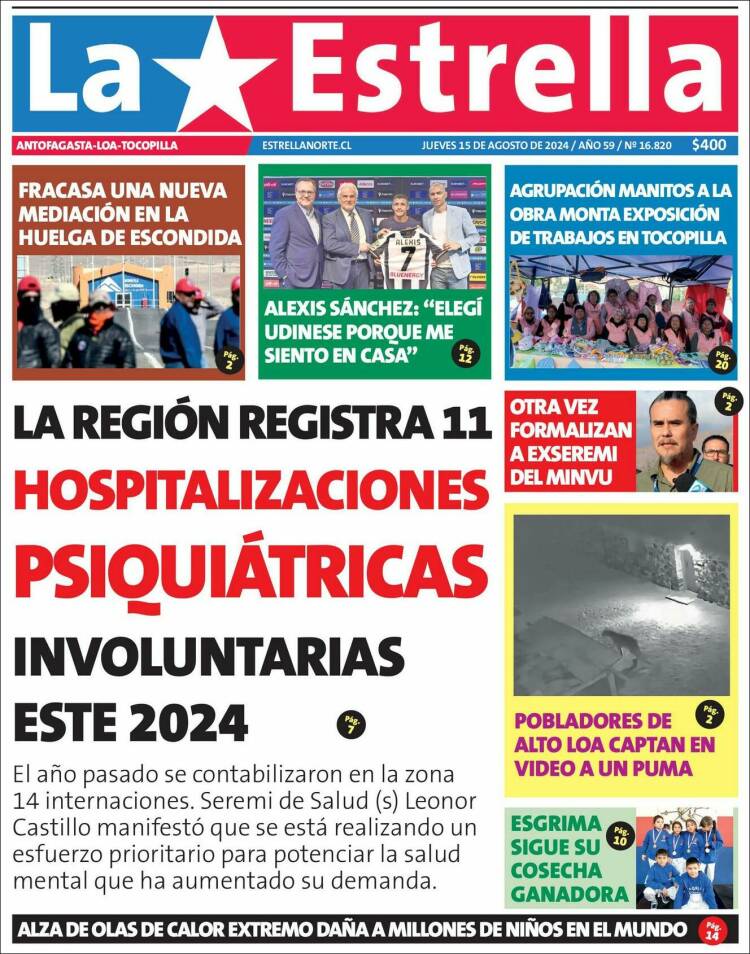 Portada de La Estrella de Tocopilla (Chile)