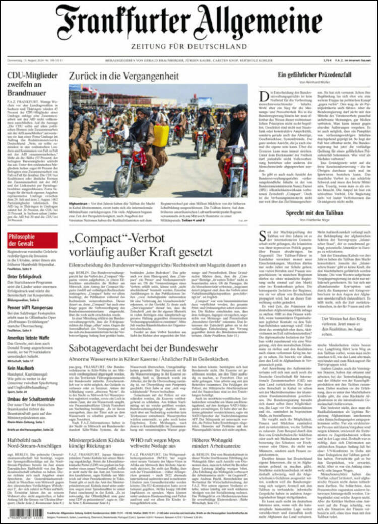 Portada de Frankfurter Allgemeine (Alemania)
