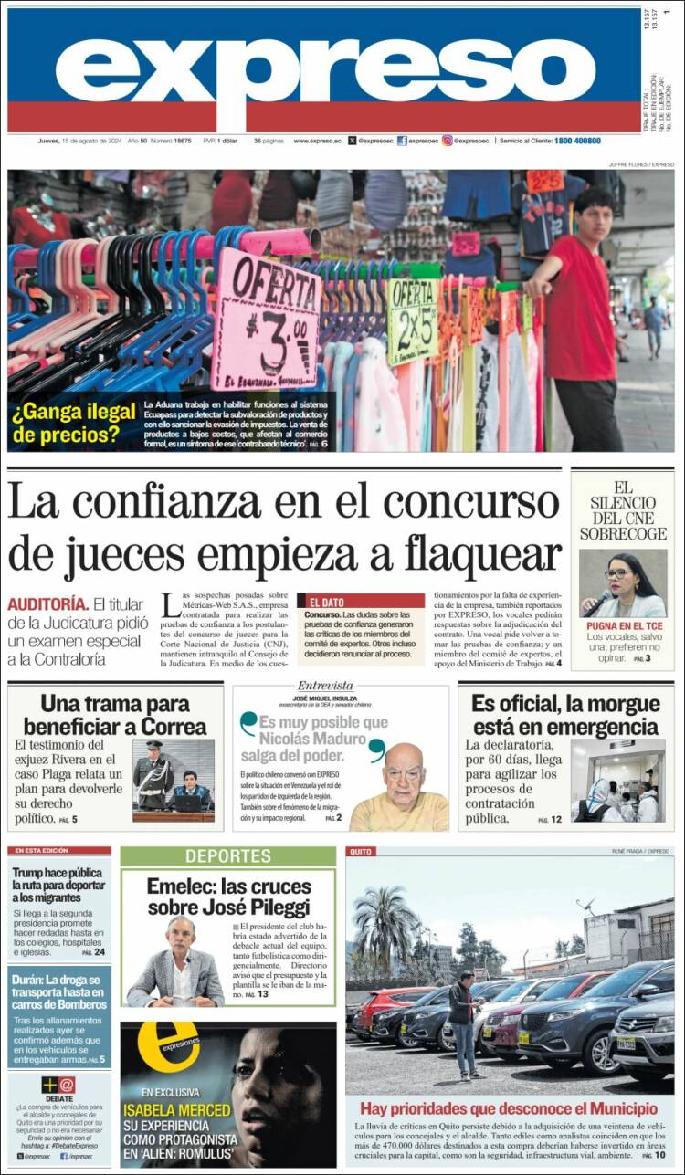 Portada de Expreso (Ecuador)