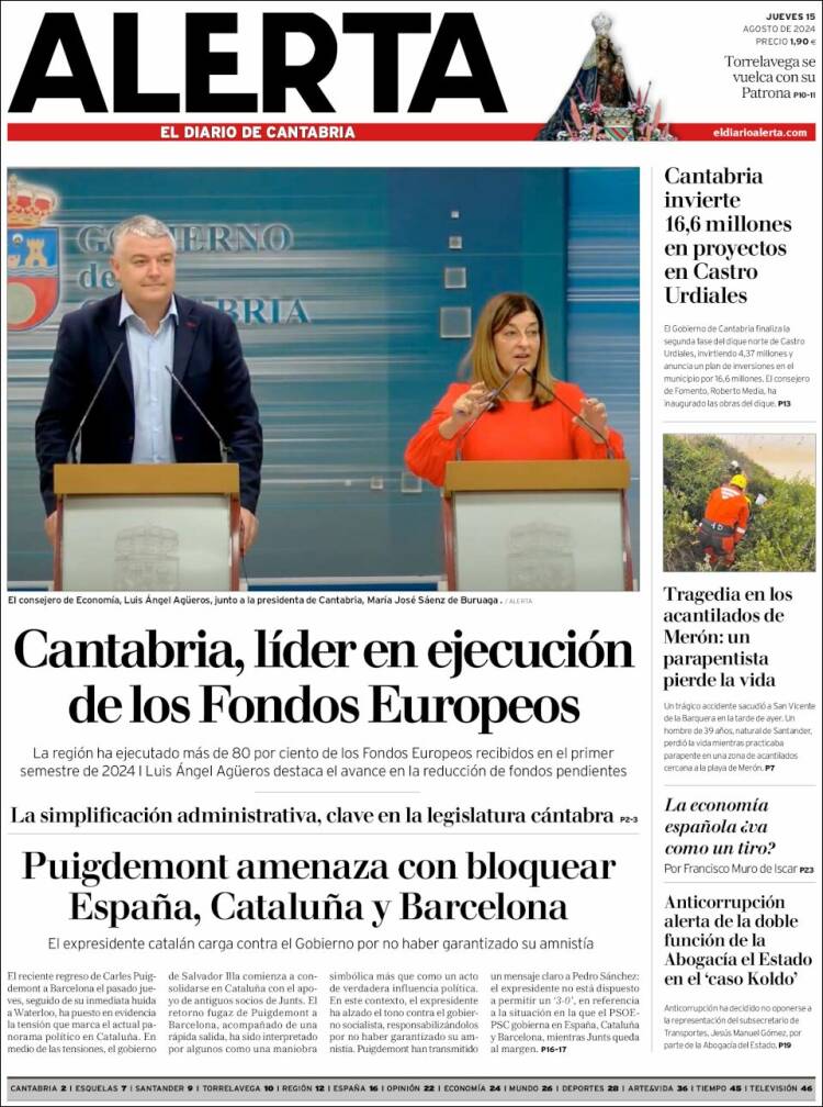 Portada de Alerta - El Diario de Cantabria (España)