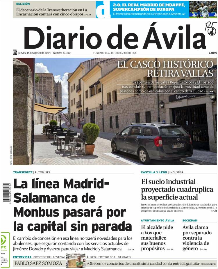 Portada de Diario de Ávila (España)