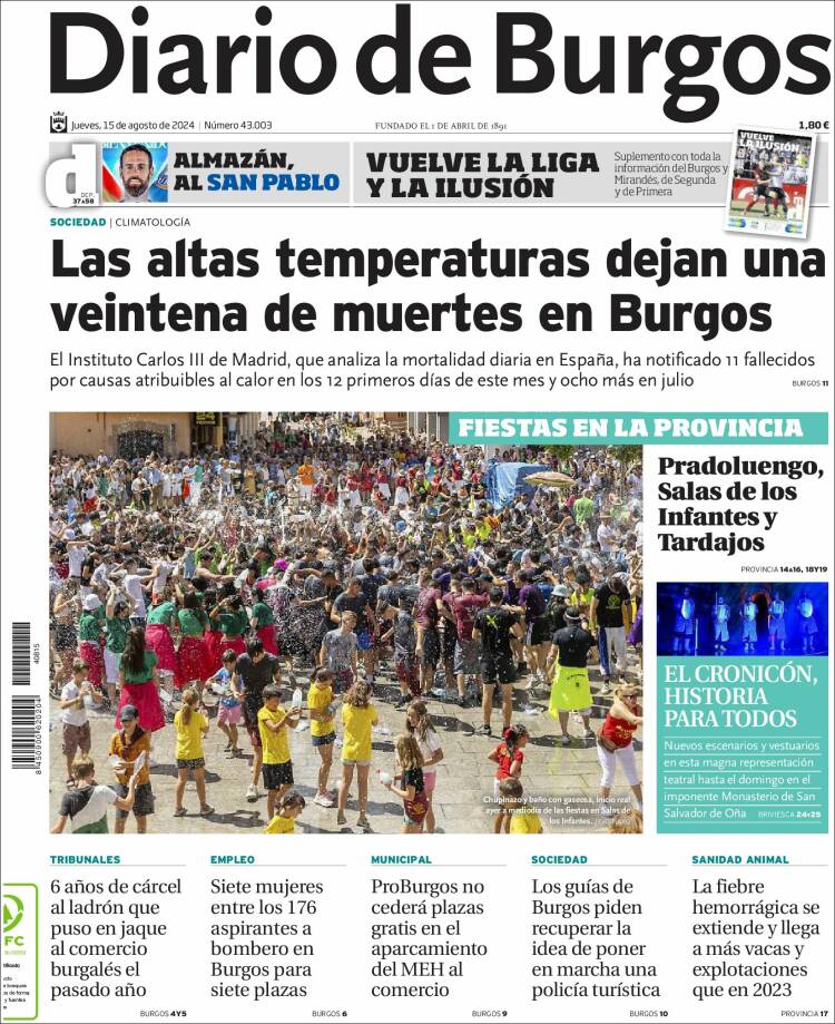 Portada de Diario de Burgos (España)