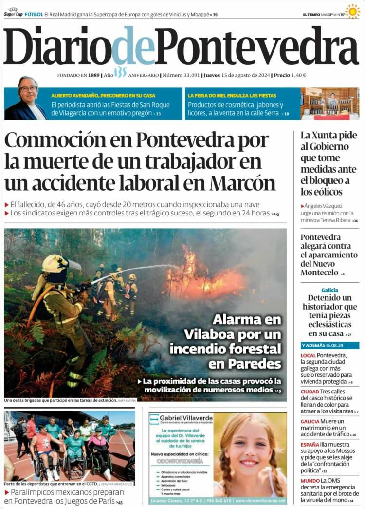 Portada de Diario de Pontevedra (España)