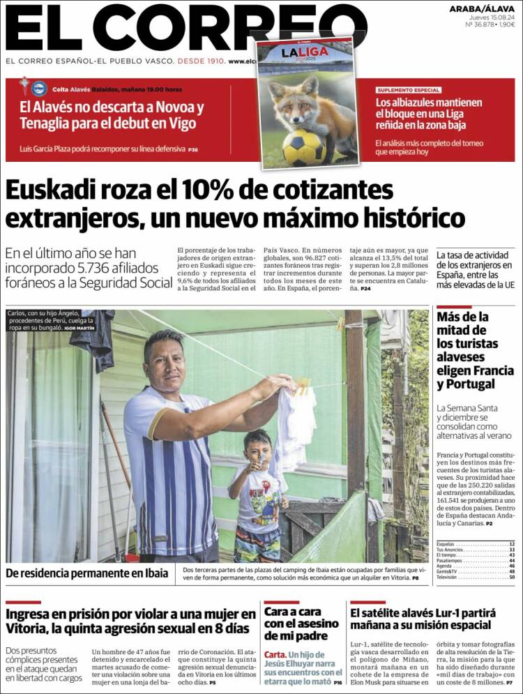 Portada de El Correo - Álava (España)