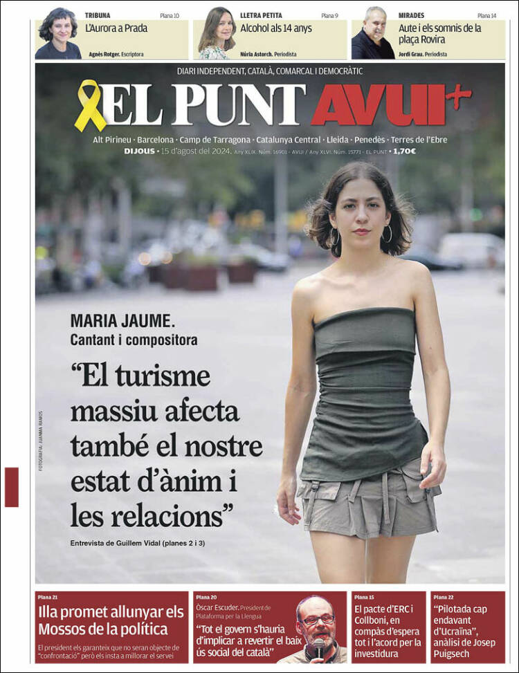 Portada de El Punt Avui (España)