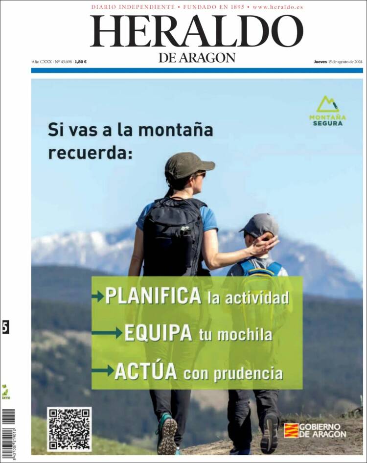 Portada de Heraldo de Aragón (España)