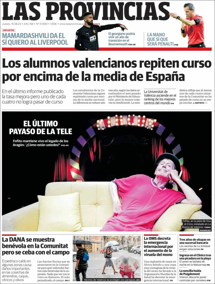 Portada de Las Provincias (España)