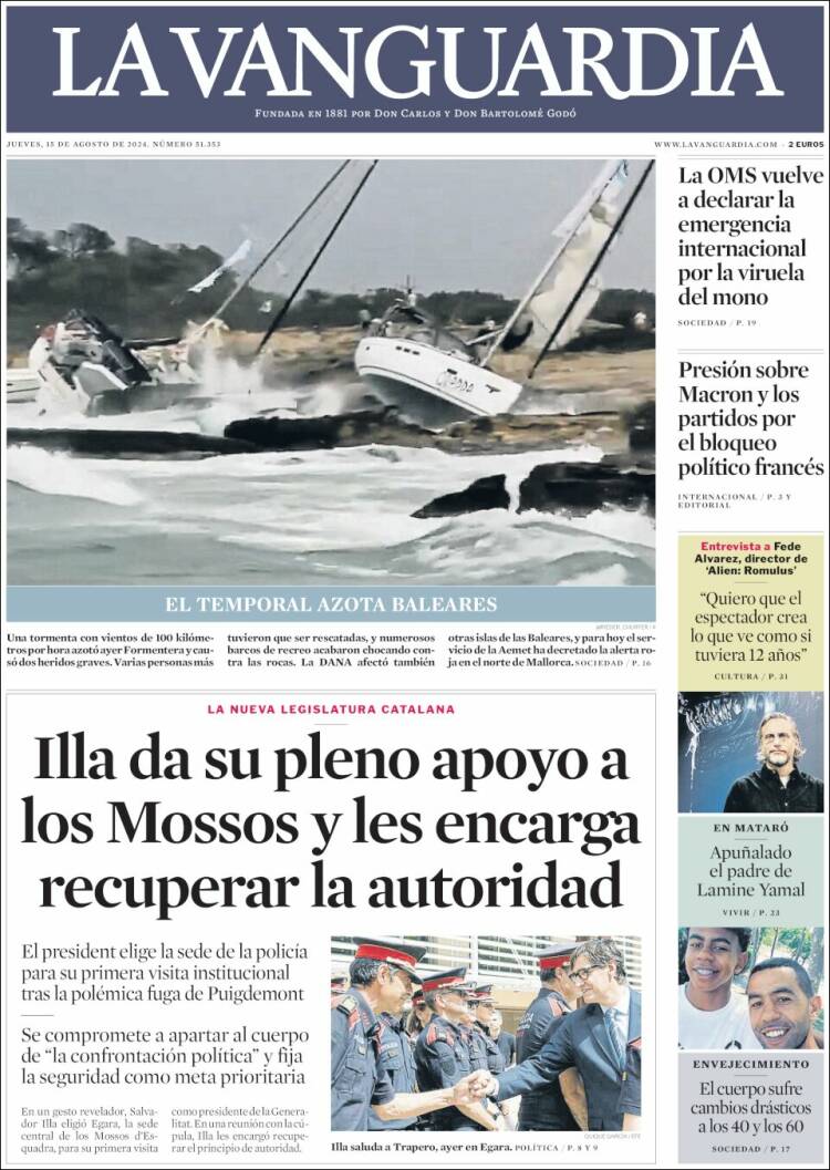 Portada de La Vanguardia (España)